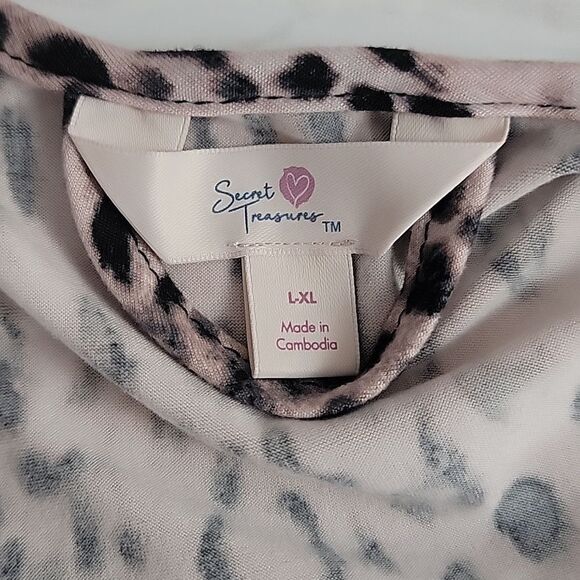 Secret Treasures robe lightweight pink leopard print Women's Size L - Picture 8 of 11